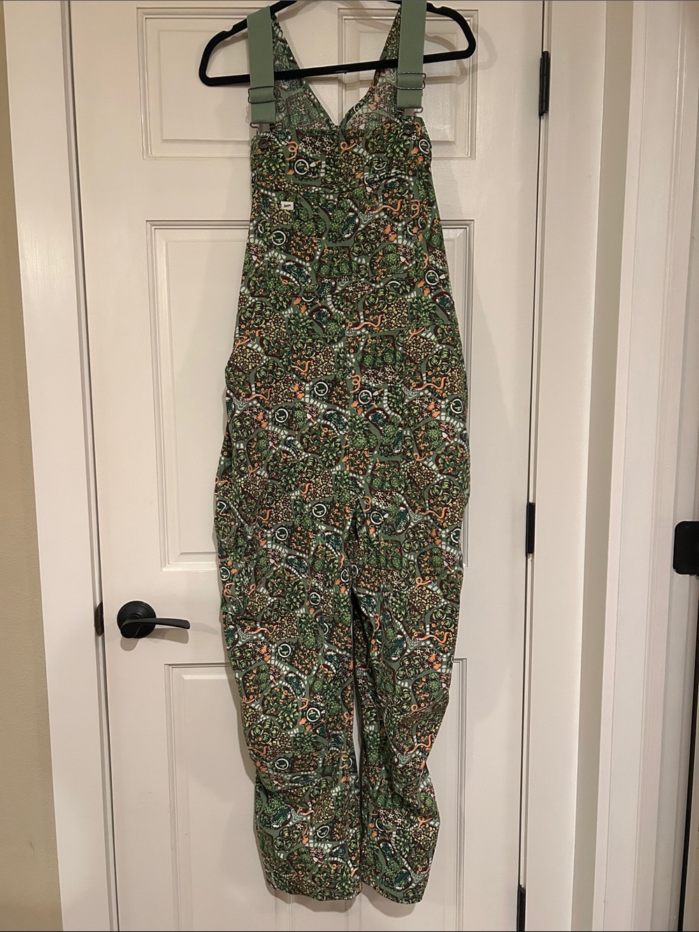 Duluth Trading Co Green Patterned Utility Jumpsuit